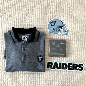 Oakland Las Vegas Raiders Gray Men's XL Golf Polo Shirt / 2 Magnets / ‘17 Pins